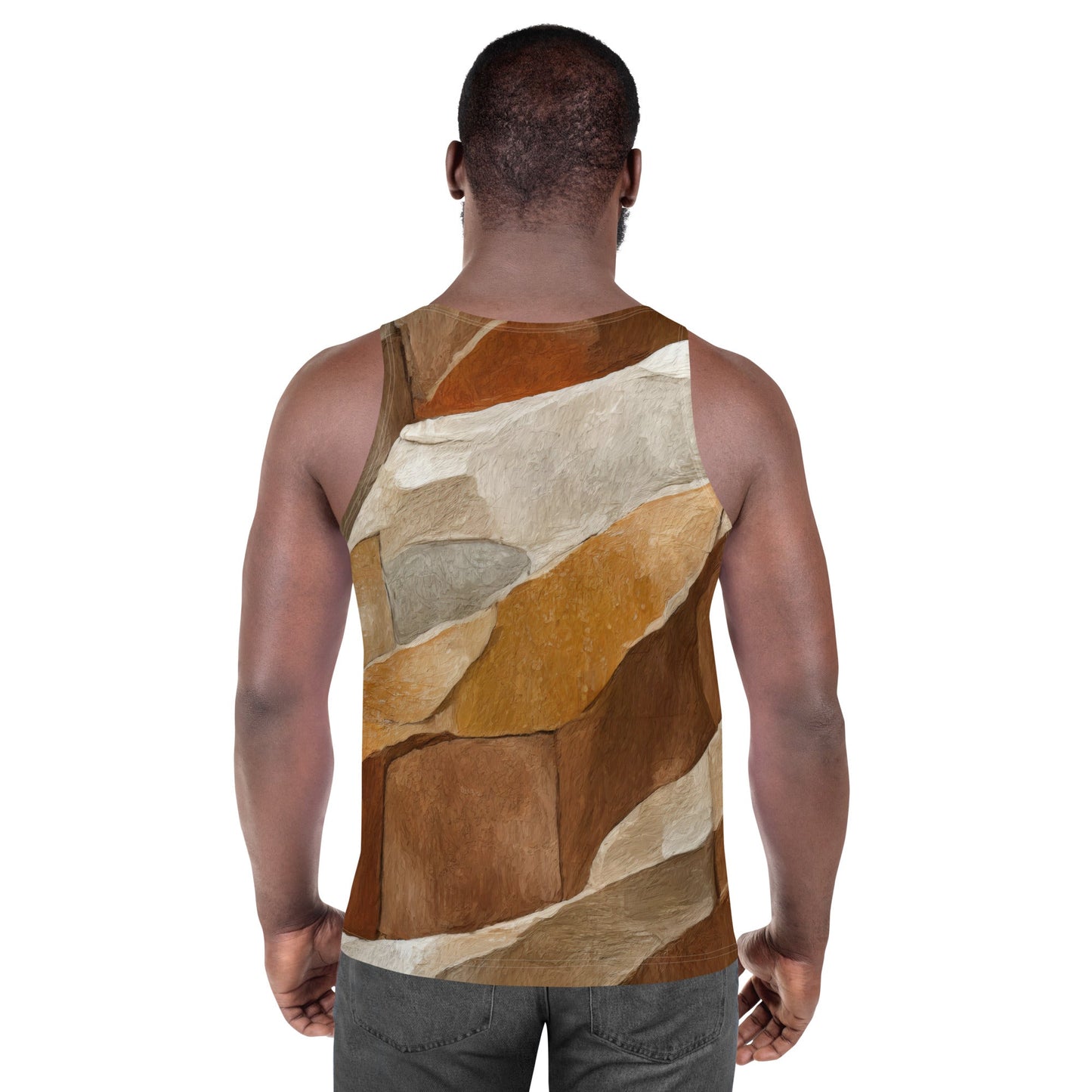 Mens Stretch Fit Tank Top - Abstract Stone Print