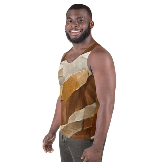 Mens Stretch Fit Tank Top - Abstract Stone Print