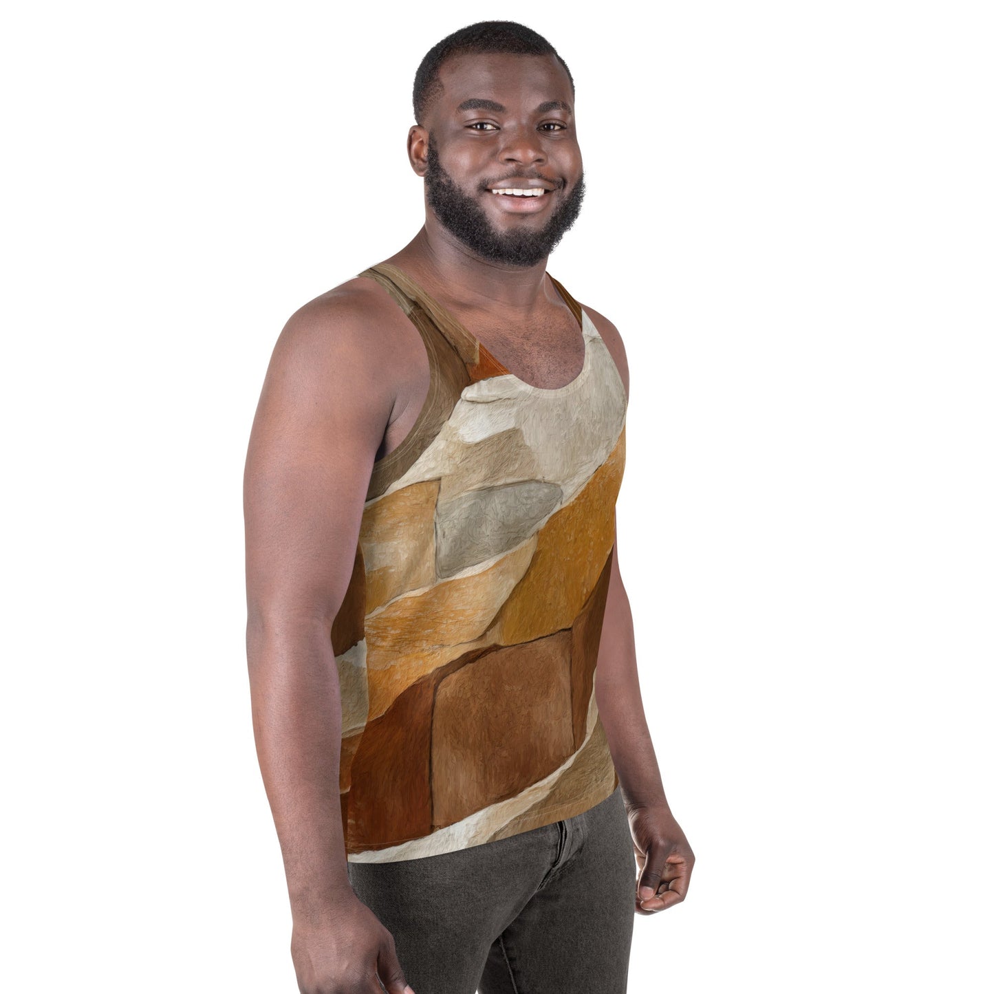 Mens Stretch Fit Tank Top - Abstract Stone Print